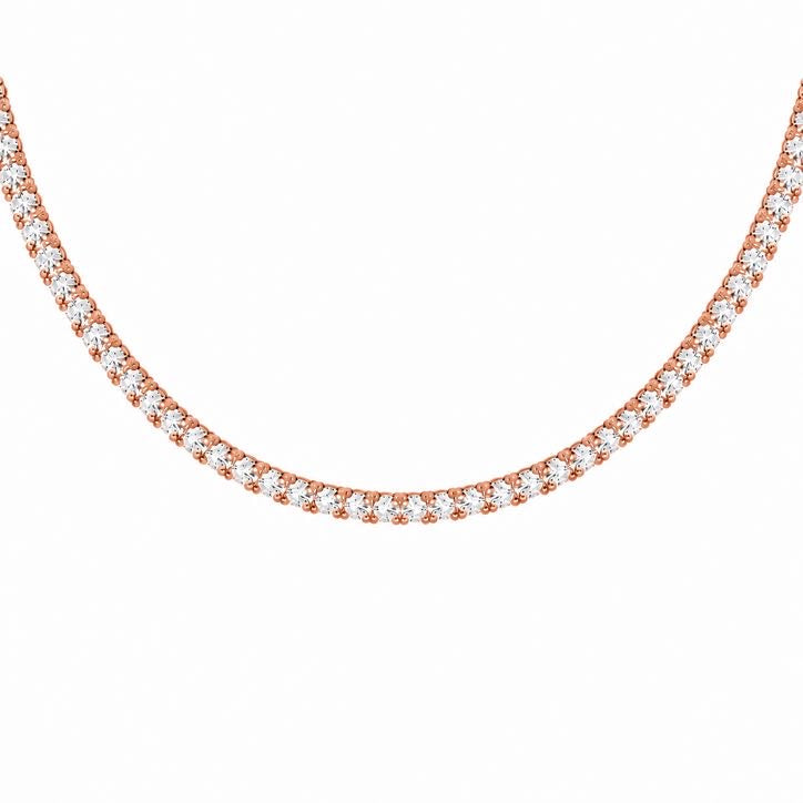 Diamond tennis necklace in 18K gold – Essential, alternate view