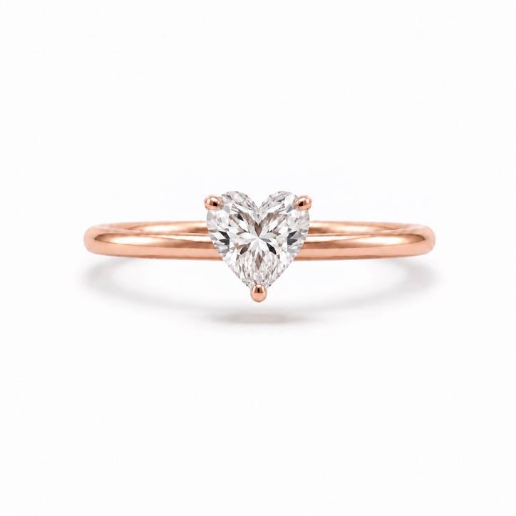 Heart Solitaire Ring, lab-grown diamond in solid 18K gold, view 5 of 5