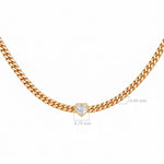 Cuban Heart Choker in 18K gold, heart-cut diamond set into the Cuban link chain, view 6 of 6