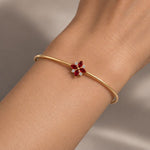Precious Stone Flower Bangle – Amaris bracelet, solid 18K gold, view 2 of 15