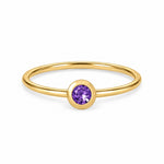 Amethyst February birthstone solitaire ring in 18K yellow gold – Aquae Jewels