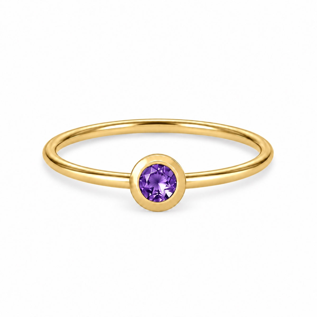 Amethyst February birthstone solitaire ring in 18K yellow gold – Aquae Jewels