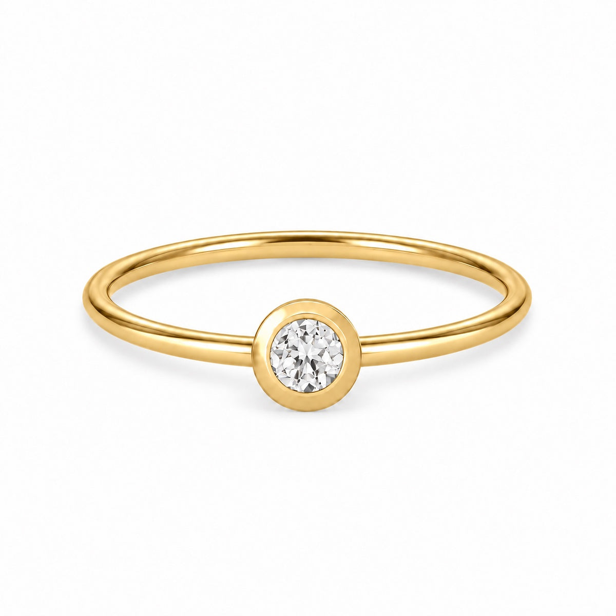 Diamond April birthstone solitaire ring in 18K yellow gold – Aquae Jewels