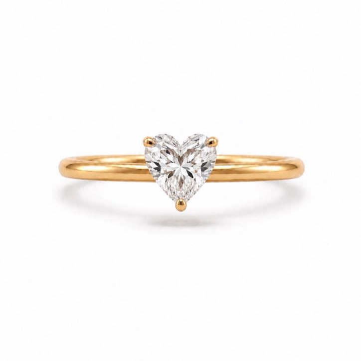 Heart Solitaire Ring, lab-grown diamond in solid 18K gold, view 4 of 5