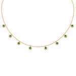 Precious Stone Pendant Choker in solid 18K gold with a bezel-set coloured stone