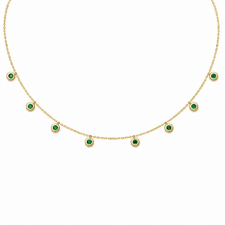 Precious Stone Pendant Choker in solid 18K gold with a bezel-set coloured stone