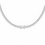 Emerald-cut diamond tennis necklace in 18K gold