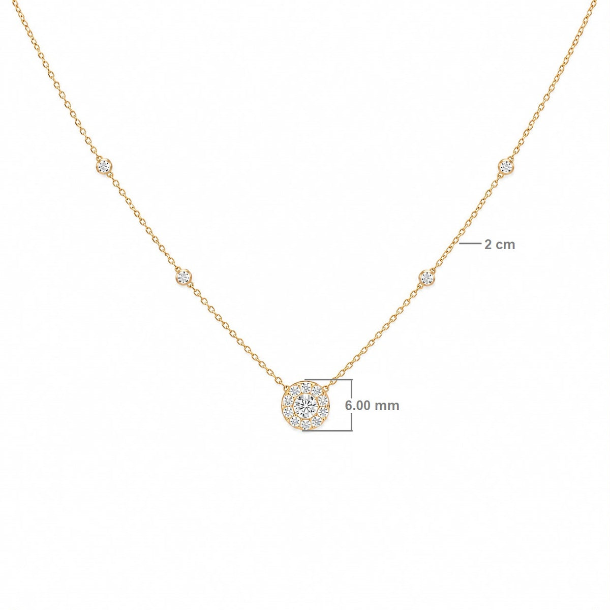 Round Diamond Cluster Necklace – Athena, solid 18K gold, view 3 of 8