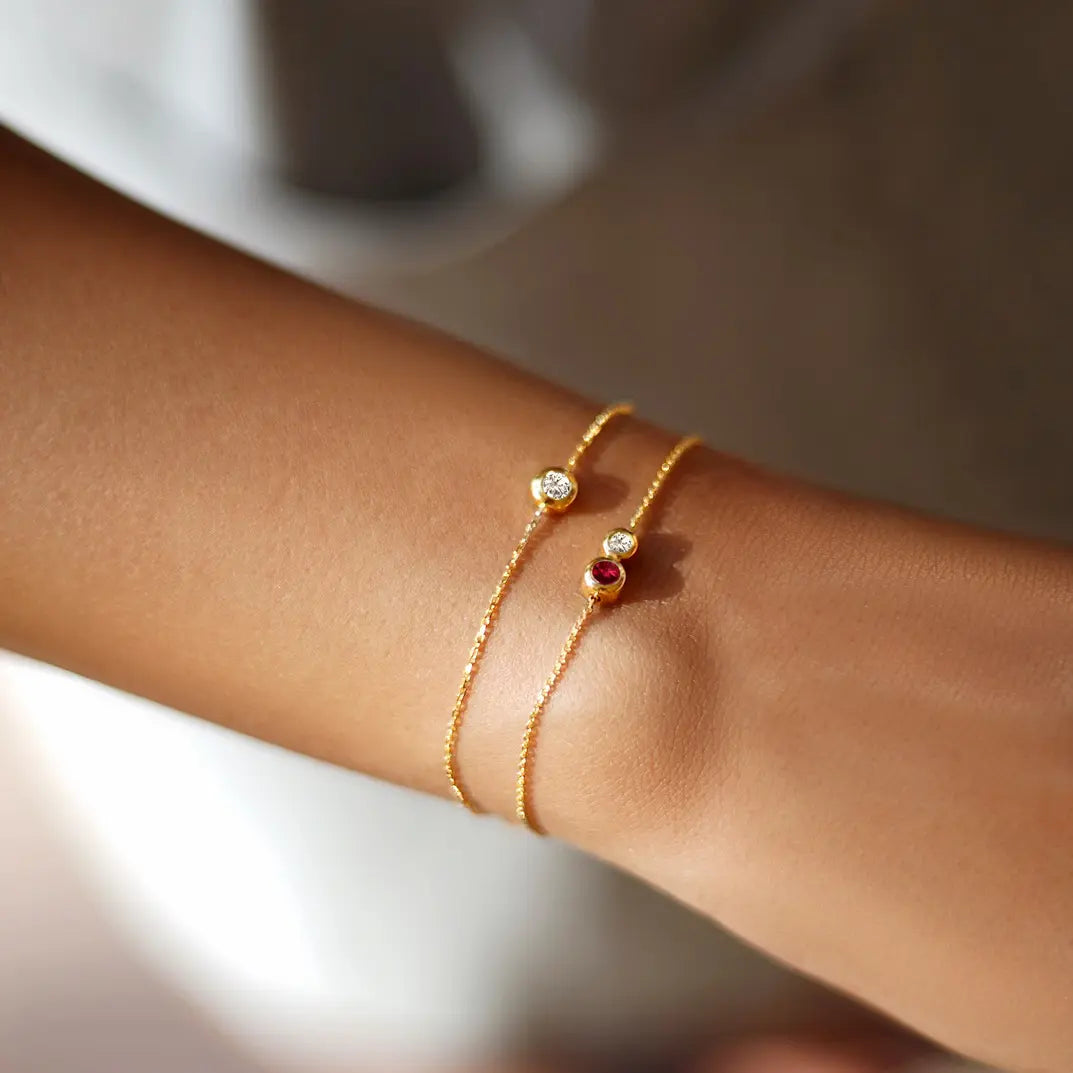 Duo Diamond Precious Stone Bracelet