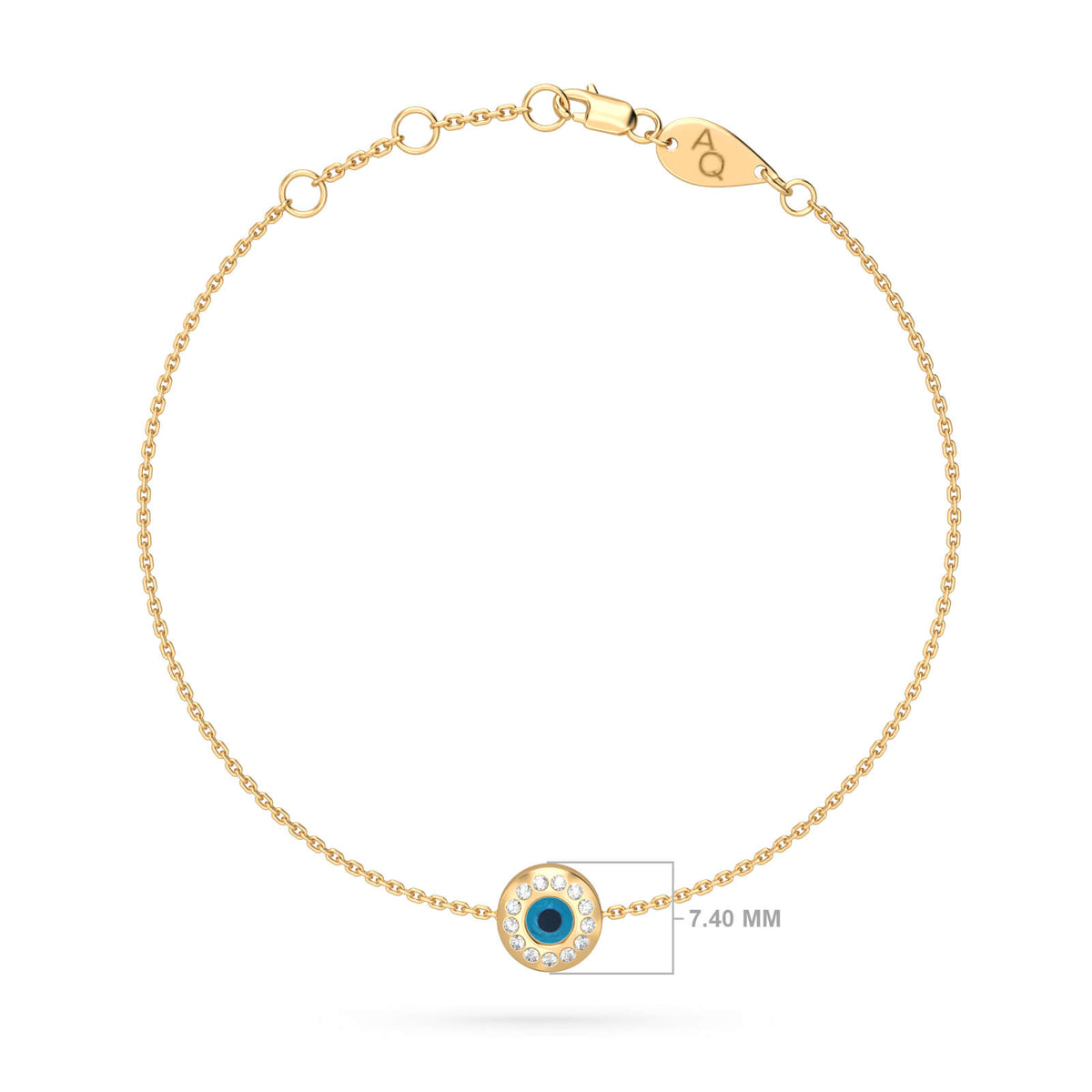 Pavé Diamond Eye Charm Bracelet, solid 18K gold, view 2 of 5