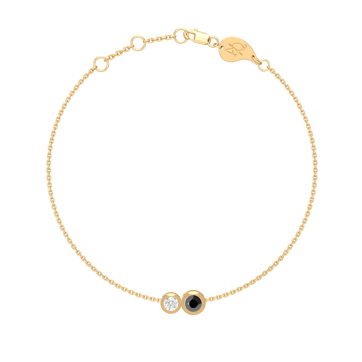 Duo Black Diamond Bracelet, solid 18K gold, by Aquae Jewels