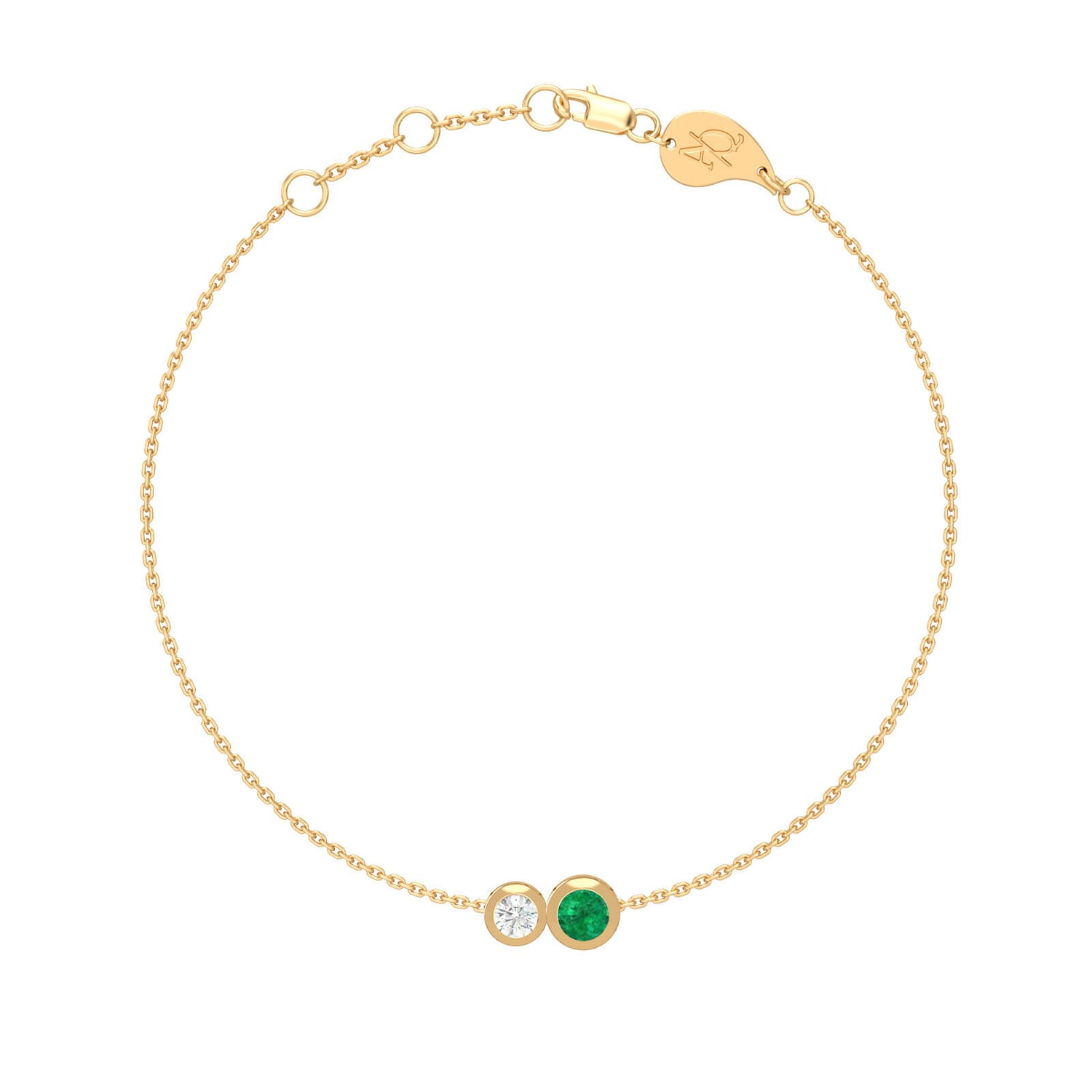 Duo Diamond Precious Stone Bracelet