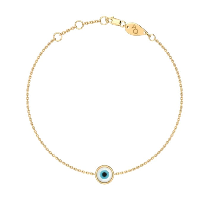 Evil Eye Bracelet, solid 18K gold, by Aquae Jewels
