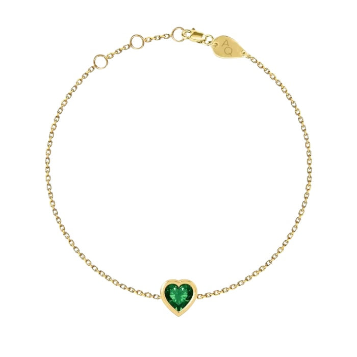 Precious Stones Heart Bracelet, solid 18K gold, by Aquae Jewels