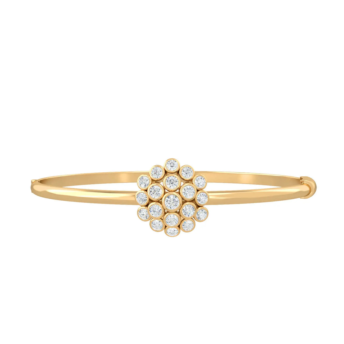 Diamond Band Bangle – Josephine Bloom bracelet, solid 18K gold, by Aquae Jewels