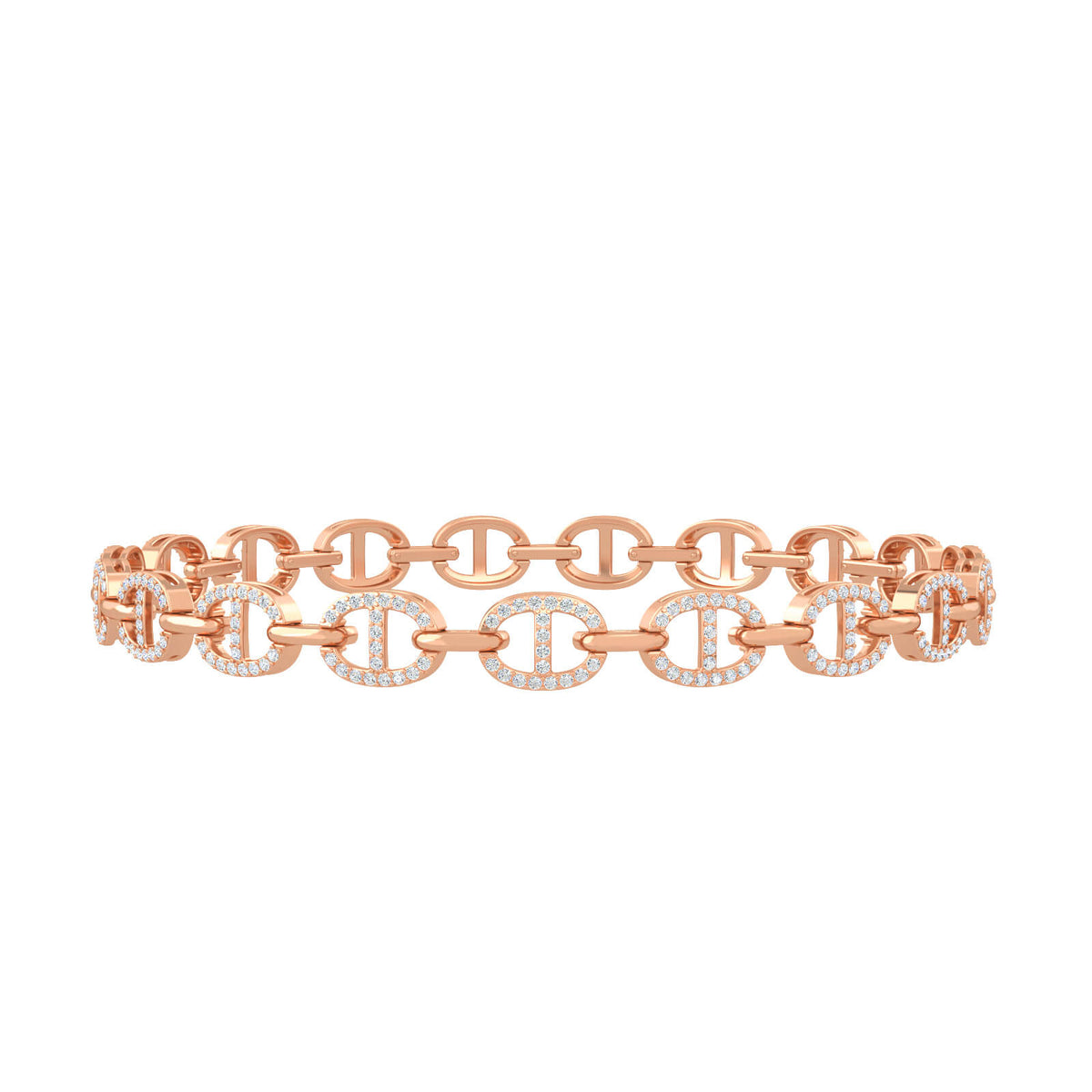 Monaco Full Diamond Bracelet, solid 18K gold, view 4 of 4