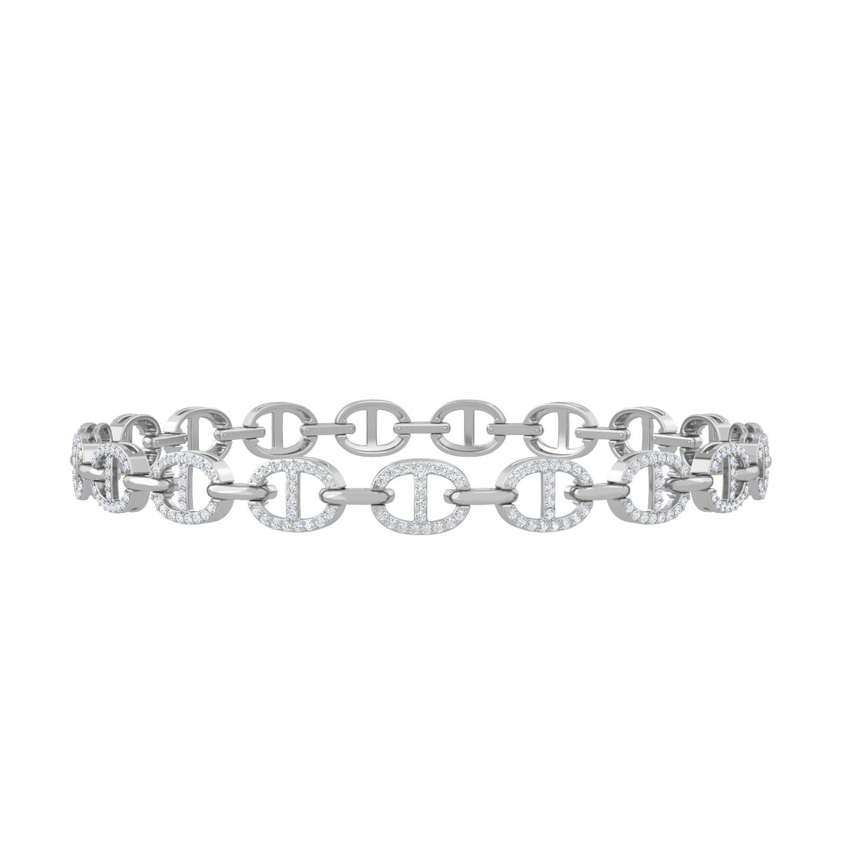 Monaco Full Diamond Bracelet, solid 18K gold, view 3 of 4