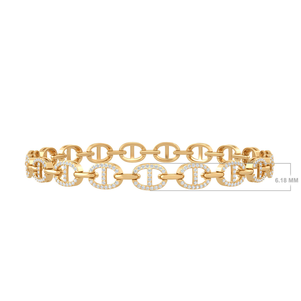 Monaco Full Diamond Bracelet, solid 18K gold, view 2 of 4