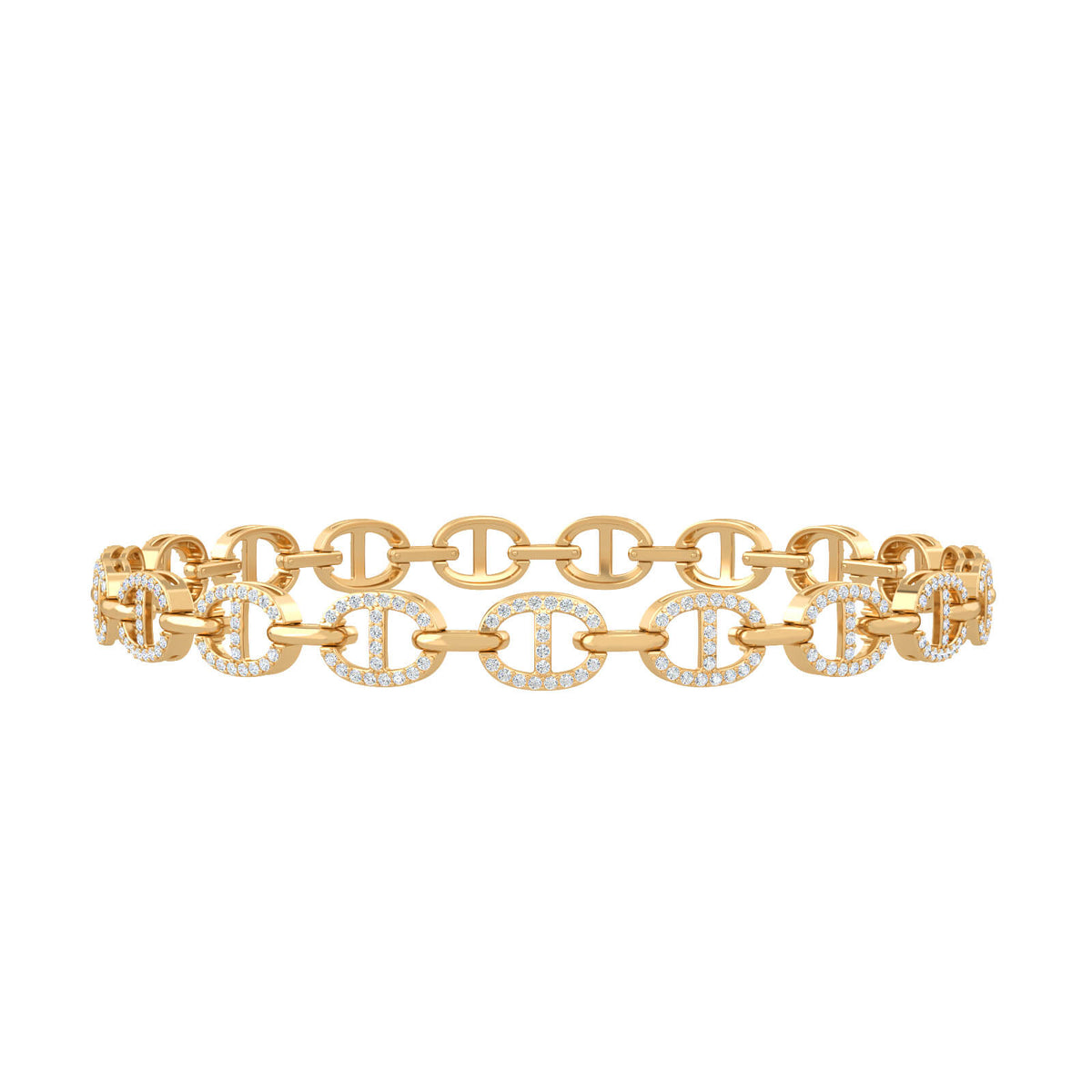 Monaco Full Diamond Bracelet, solid 18K gold, by Aquae Jewels