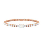 Emerald-Cut Diamond Tennis Bracelet – Scarlett, solid 18K rose gold, by Aquae Jewels