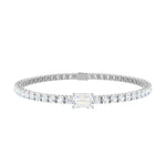 Emerald-Cut Diamond Tennis Bracelet – Scarlett, solid 18K white gold, by Aquae Jewels
