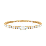 Emerald-Cut Diamond Tennis Bracelet – Scarlett, solid 18K yellow gold, by Aquae Jewels