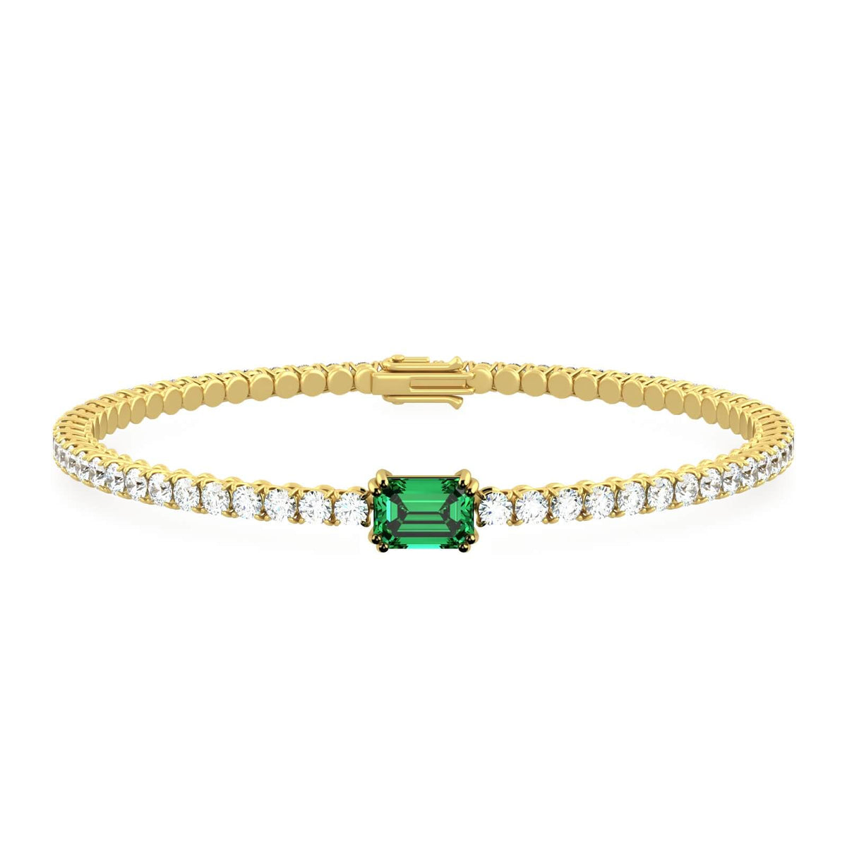 Scarlett Emerald Tennis Bracelet, solid 18K gold, view 17 of 19