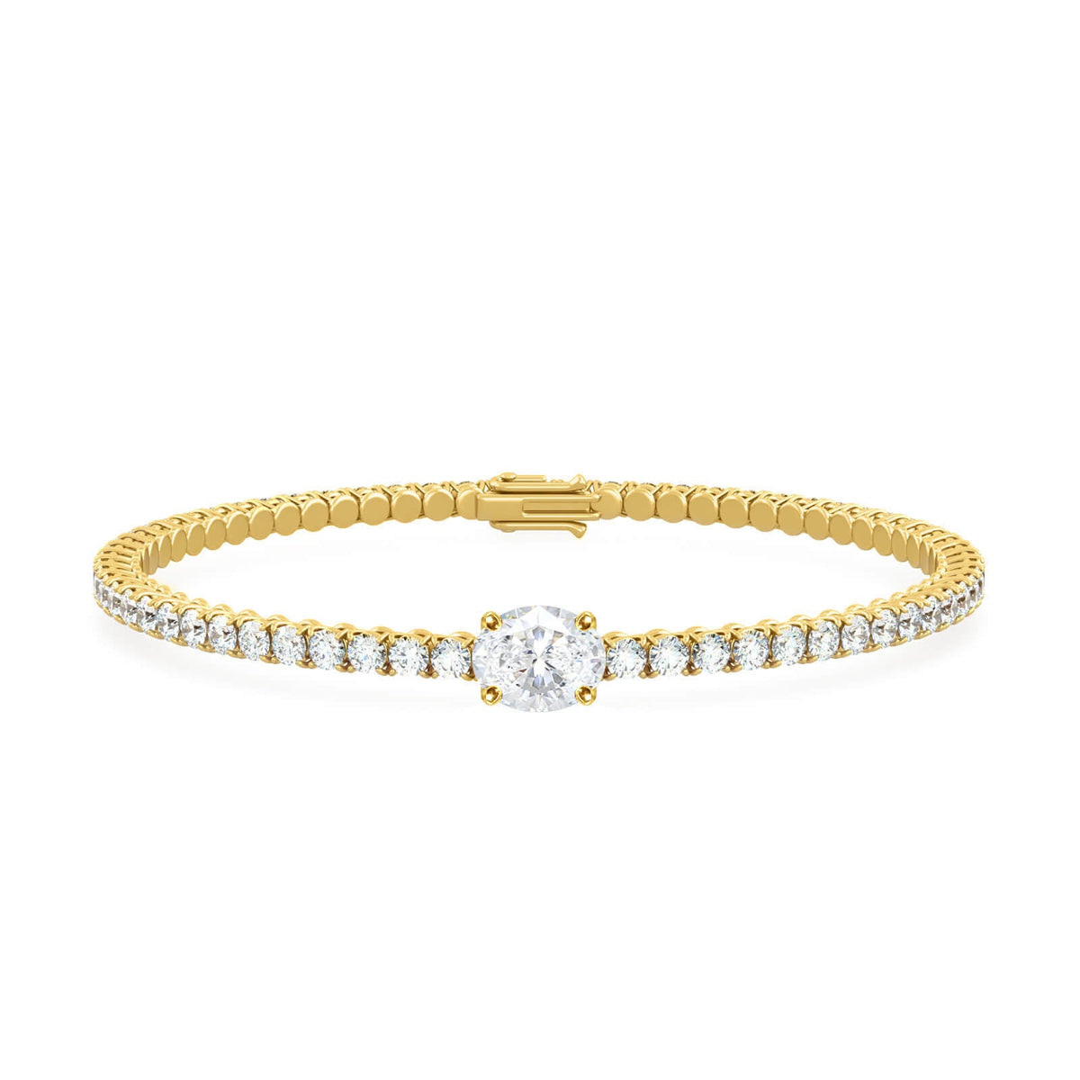 Oval Diamond Tennis Bracelet – Scarlett, solid 18K gold, by Aquae Jewels