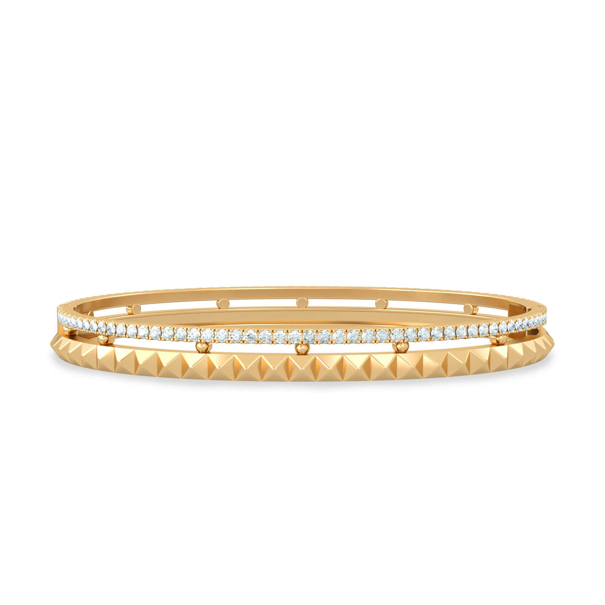 Wide Diamond Peak Men's Bangle – Rich & Bold bracelet, solid 18K gold, by Aquae Jewels