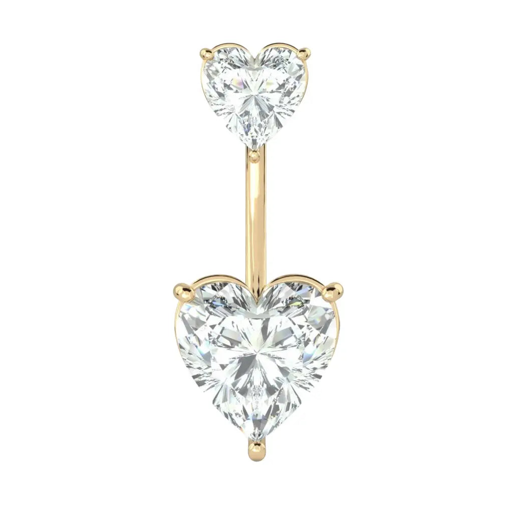 Double Diamond Heart Belly Button