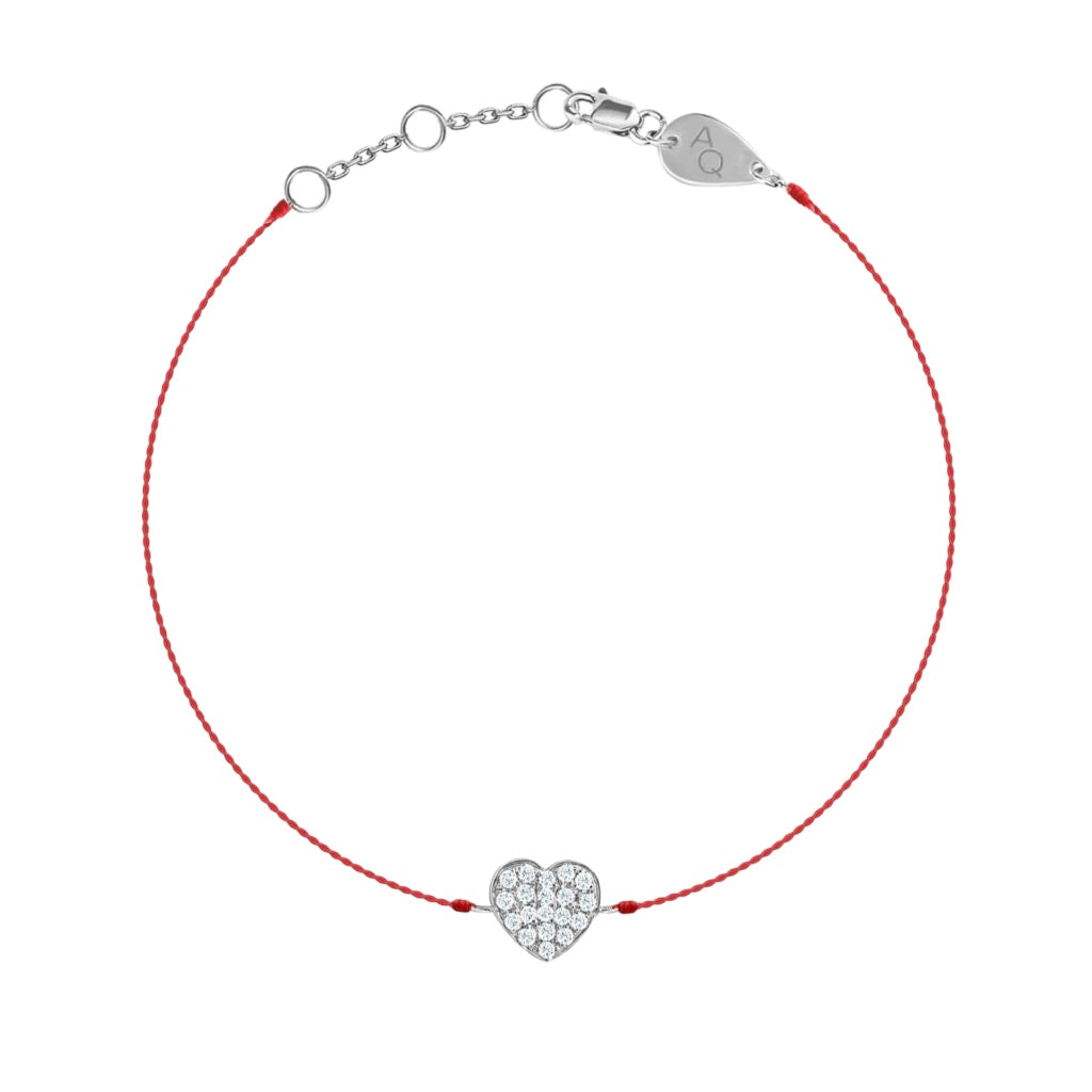 Diamond Heart Baby Bracelet on Thread, solid 18K gold, view 6 of 7