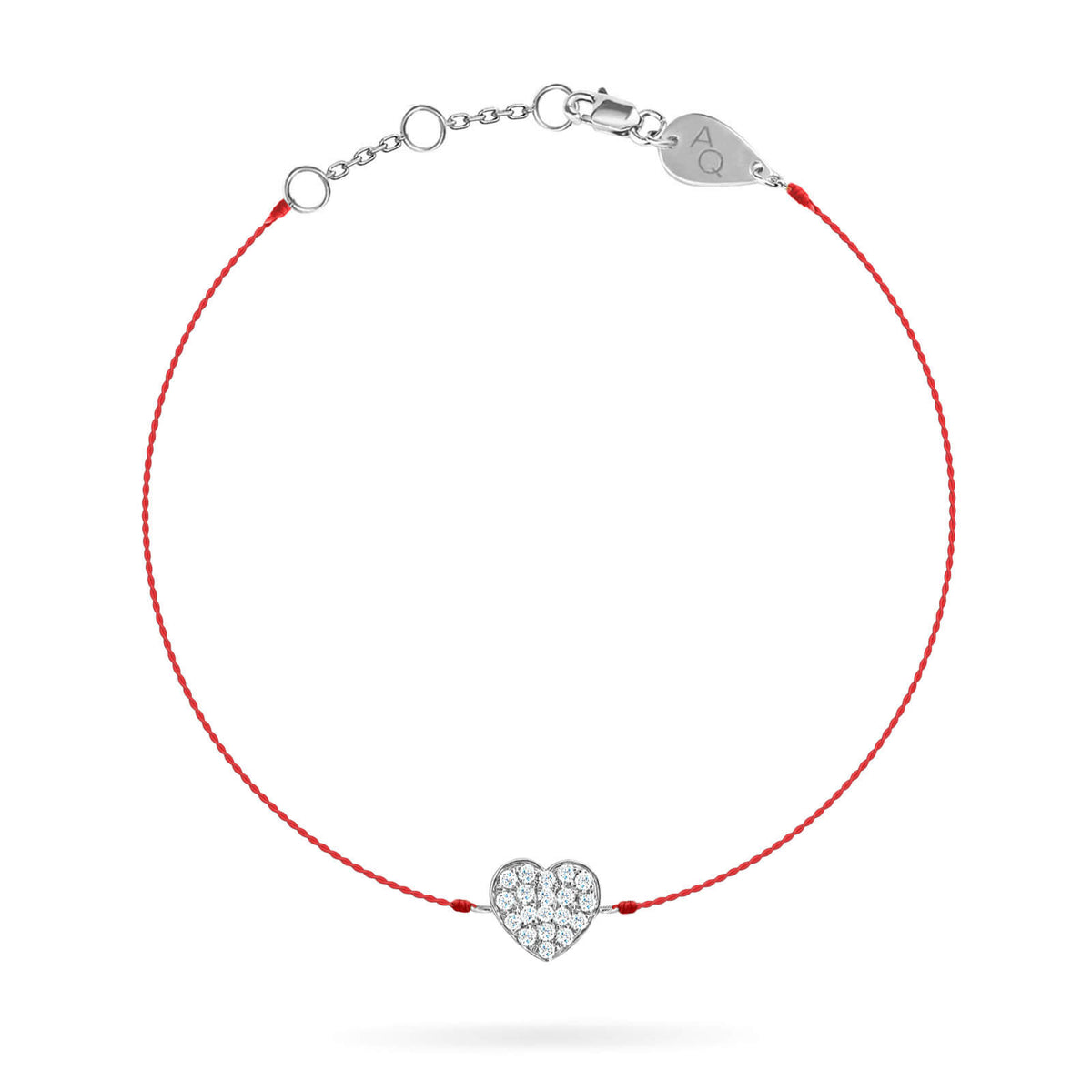Diamond Heart Baby Bracelet on Thread, solid 18K gold, view 7 of 7