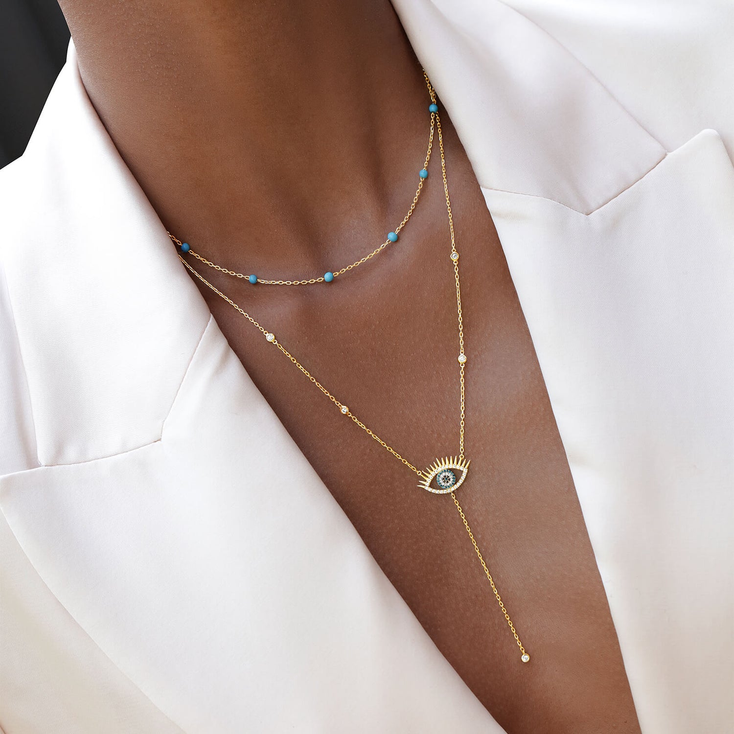 Red Carpet Blue Eye Necklace