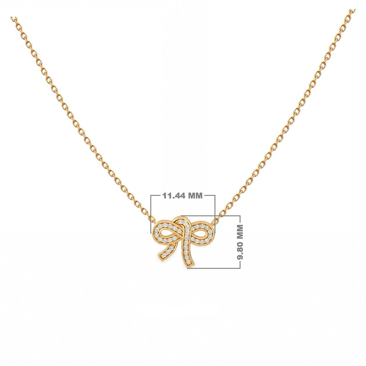 Diamond Bow Pendant Necklace, solid 18K gold, view 4 of 9