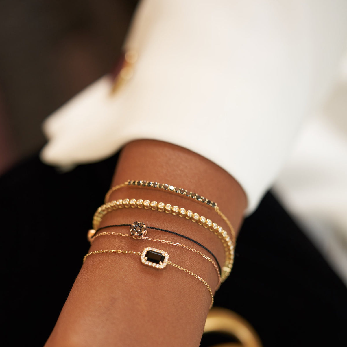Black Diamond Row Bracelet – Ophelia, solid 18K gold, view 2 of 6