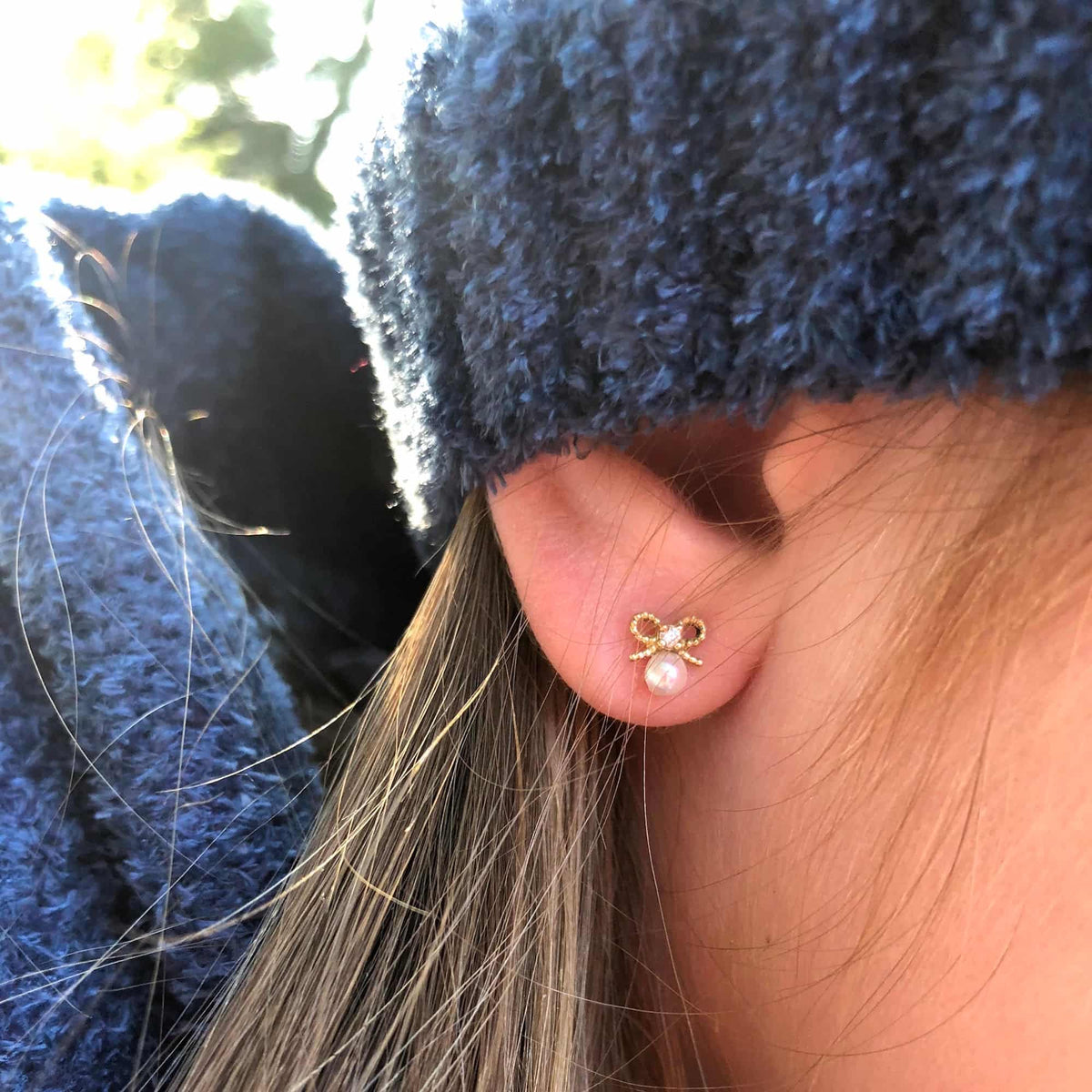 Baby Earrings Precious Bow 18K Gold And Diamonds