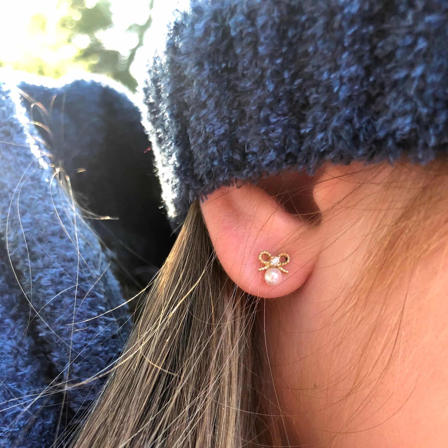 Baby Earrings Precious Bow 18K Gold And Diamonds