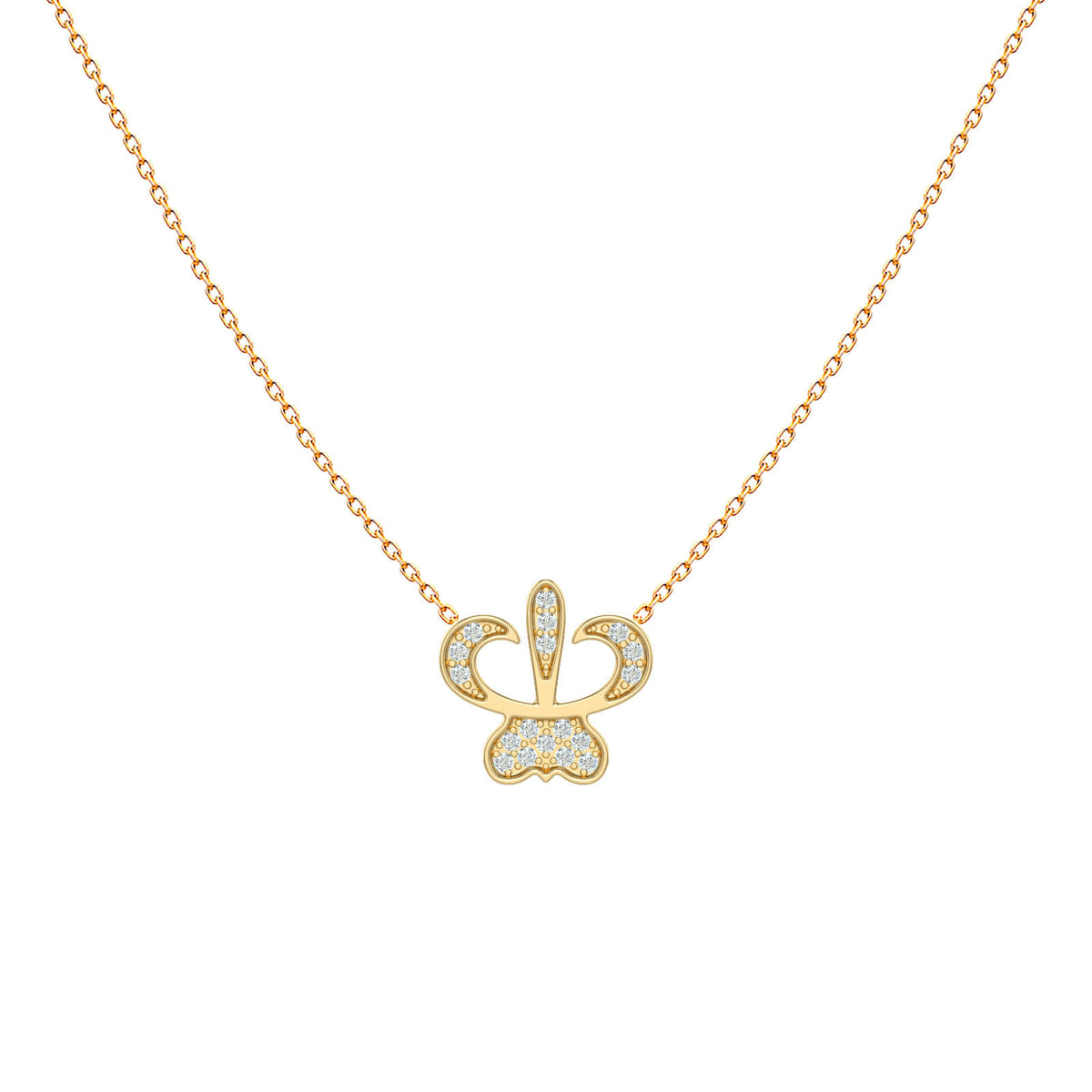 Diamond crown pendant necklace for babies in 18K gold