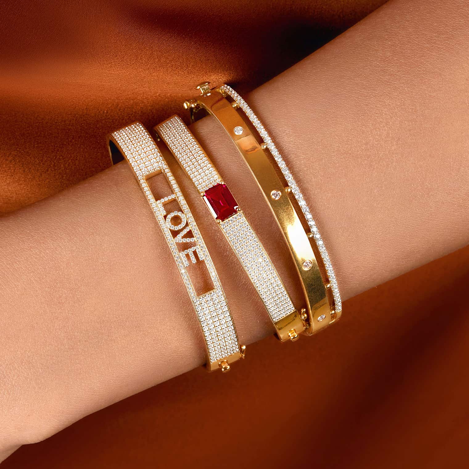 Bangle Esperanza On 18K Gold, Diamonds And Precious Stones – Ruby | Sapphire | Emerald