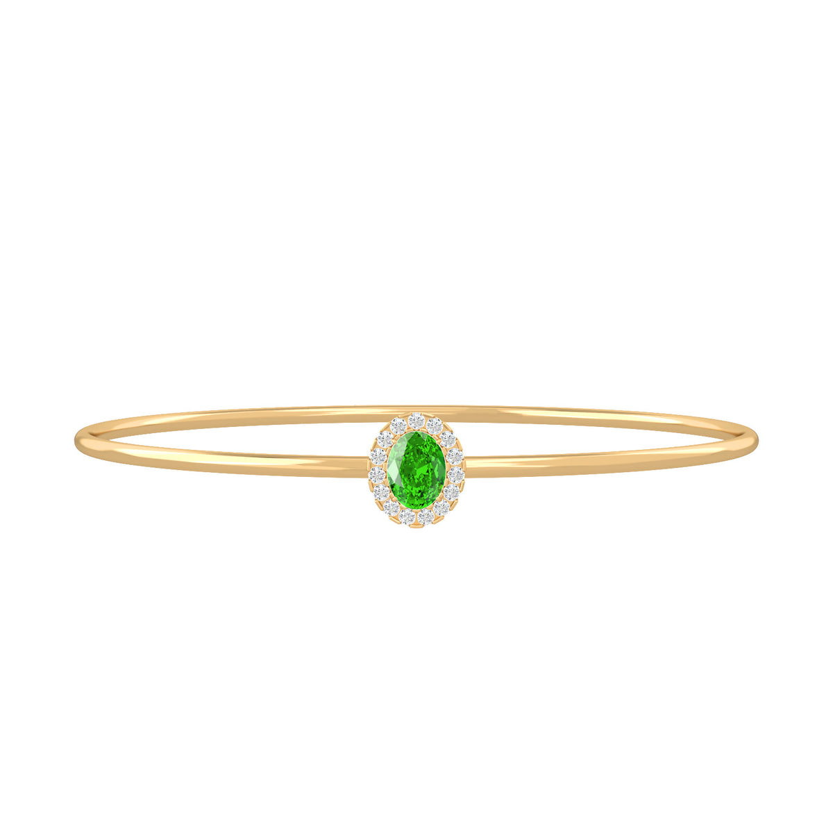 Precious Stone Halo Bangle – Princess bracelet, solid 18K gold, by Aquae Jewels