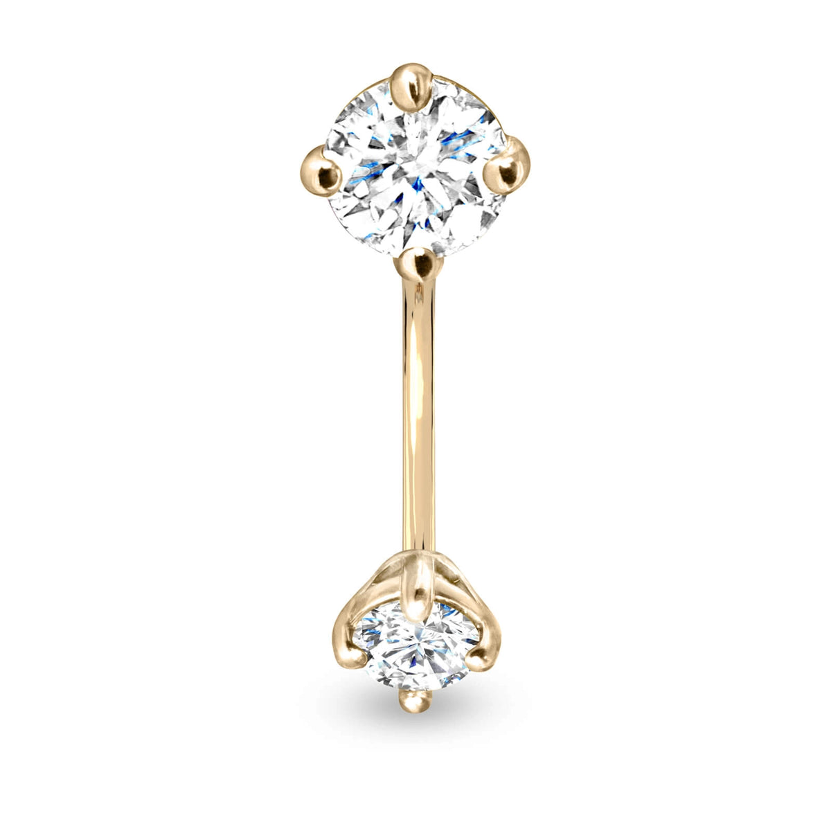Belly Button Diamond Ring Classic and 18K Gold Barbell - yellow gold - Aquae Jewels - Exquisite Jewelry