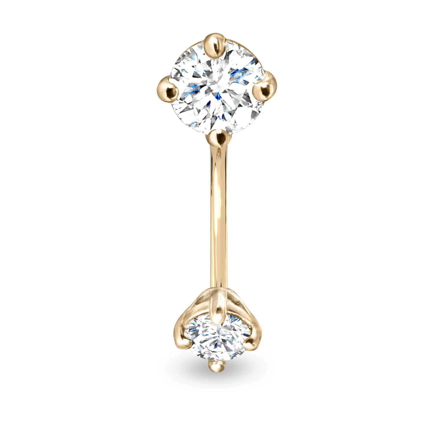 Belly Button Diamond Ring Classic and 18K Gold Barbell - yellow gold - Aquae Jewels - Exquisite Jewelry