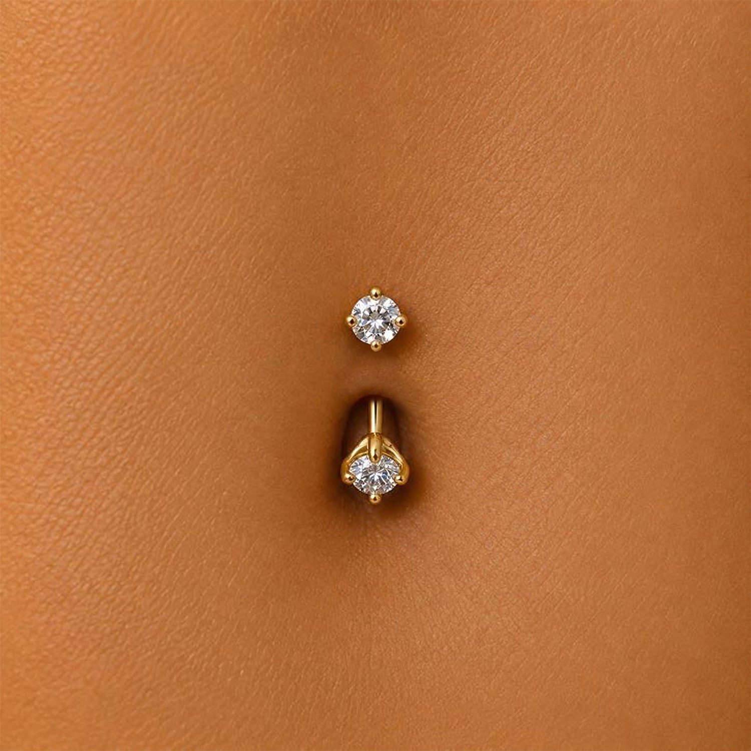 Belly Button Diamond Ring Classic and 18K Gold Barbell