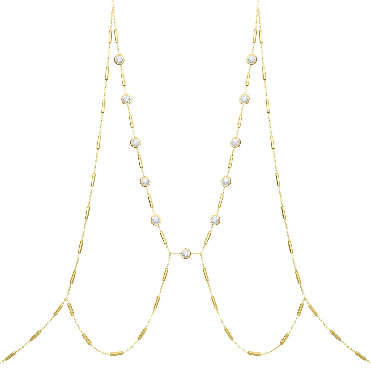Body Chain Mrs Claude, 18K Gold and Diamonds -yellow gold - Aquae Jewels - Exquisite Jewelry