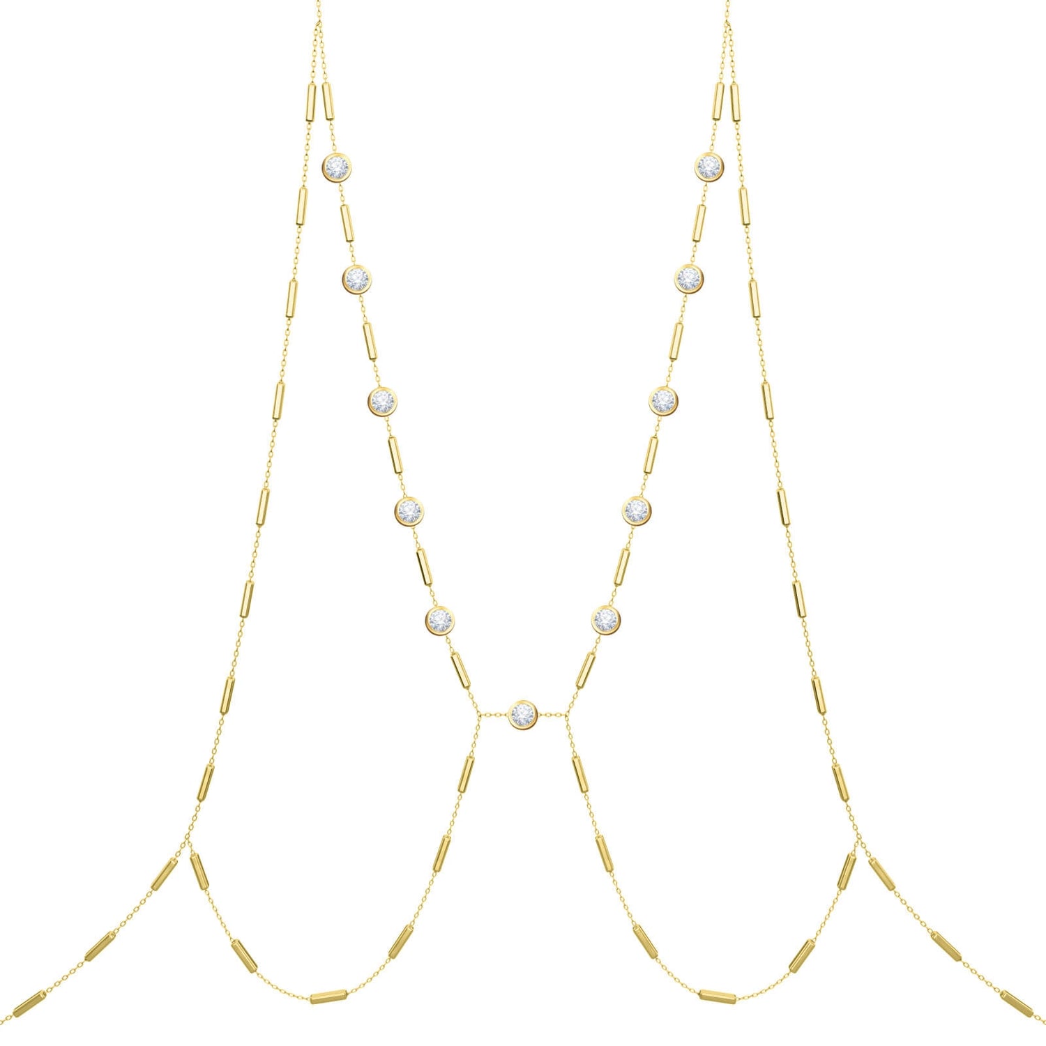 Body Chain Mrs Claude, 18K Gold and Diamonds -yellow gold - Aquae Jewels - Exquisite Jewelry