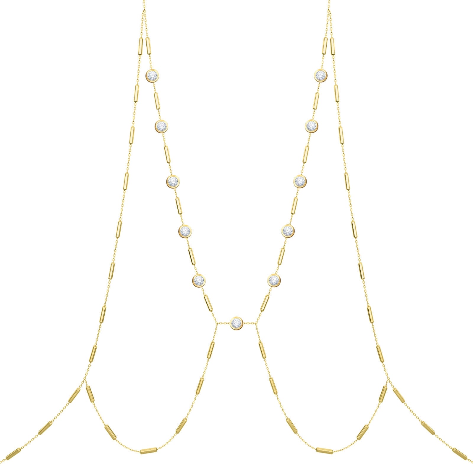 Body Chain Mrs Claude, 18K Gold and Diamonds -yellow gold - Aquae Jewels - Exquisite Jewelry