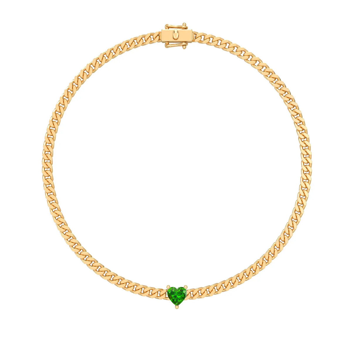 Cuban Heart Anklet, solid 18K gold, by Aquae Jewels