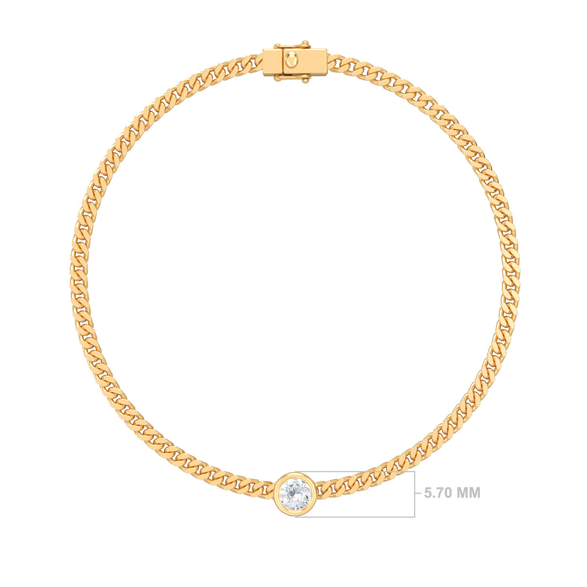 Bezel-Set Diamond Cuban Bracelet, solid 18K gold, view 2 of 6