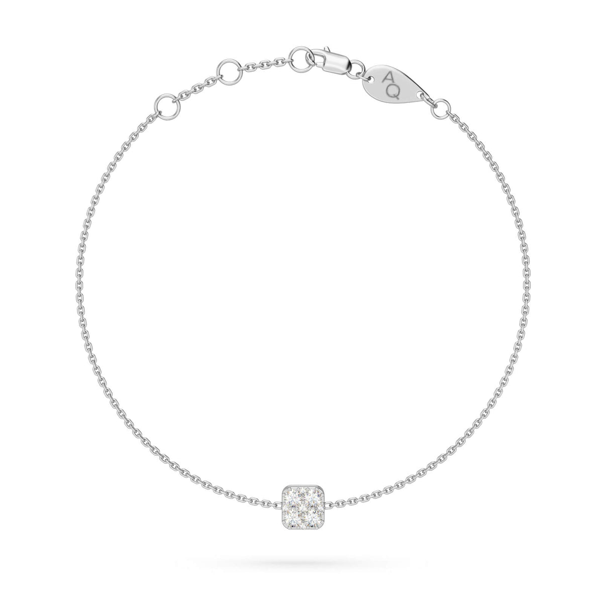 Cushion Diamond Cluster Bracelet, solid 18K gold, view 5 of 6