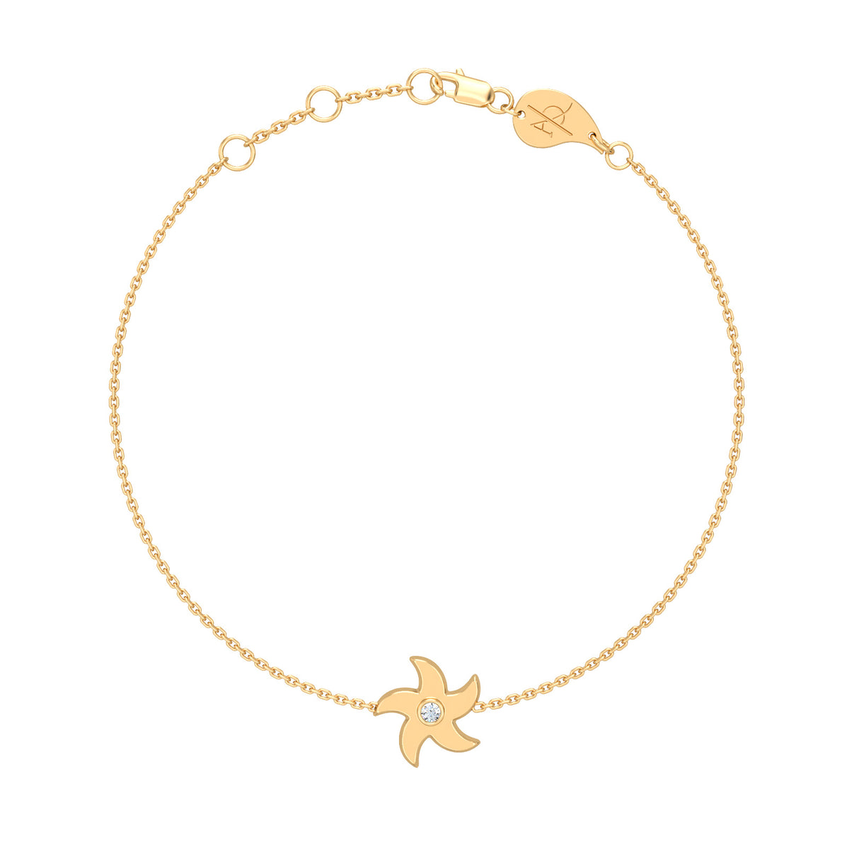Diamond Starfish Bracelet – Étoile de Mer 0.05 ct / 2.30 g, solid 18K gold, by Aquae Jewels